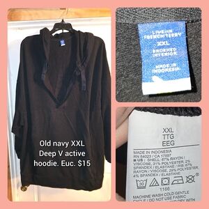 Old Navy Black V-Neck Hoodie XXL